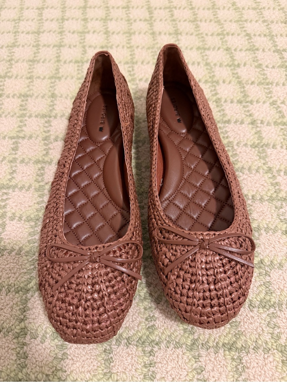 Birdies Brown Woven Ballet Flats with Bow